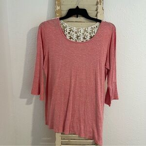 ALYX Women's 1X Peach White Bell Sleeve Top Blouse USA Made Plus Sz Boho Office